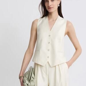 Officine Generale White Vest SIZE 4 Menswear Wool Designer Career Work $525